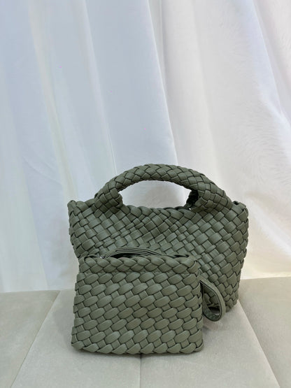 Women’s Fashion Woven Bag – Soft Handmade PU Leather Shoulder Bucket - SMARTMARTNZ