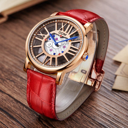 Women’s Genuine Leather Hollow Quartz Watch – Elegant & Durable - SMARTMARTNZ