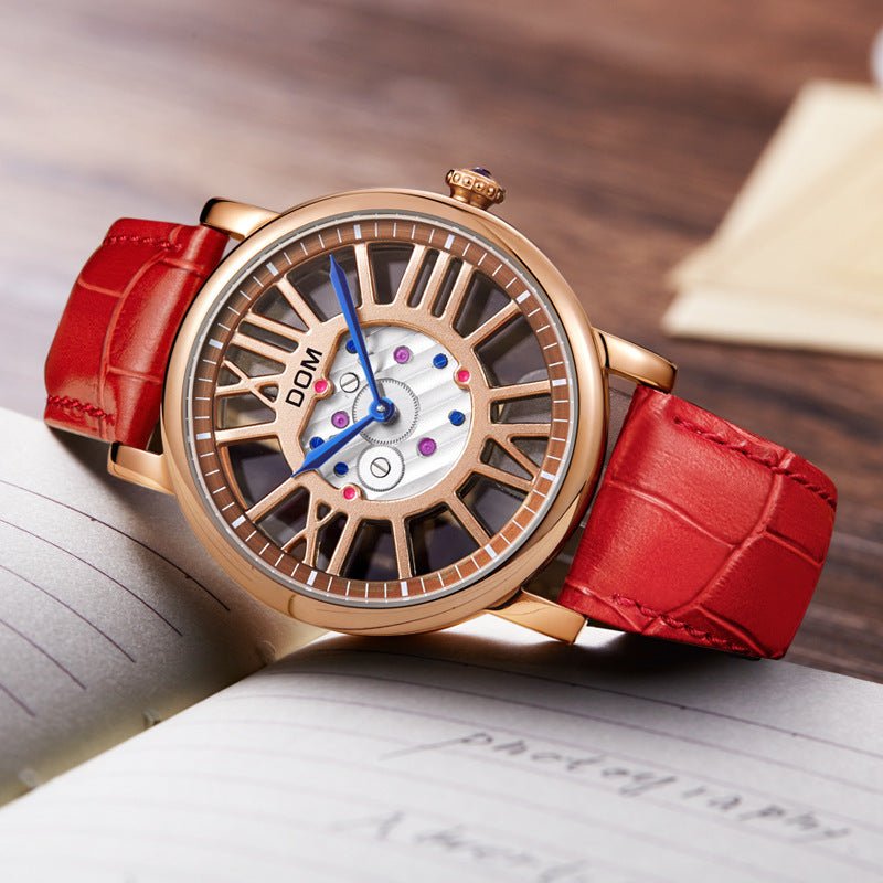 Women’s Genuine Leather Hollow Quartz Watch – Elegant & Durable - SMARTMARTNZ