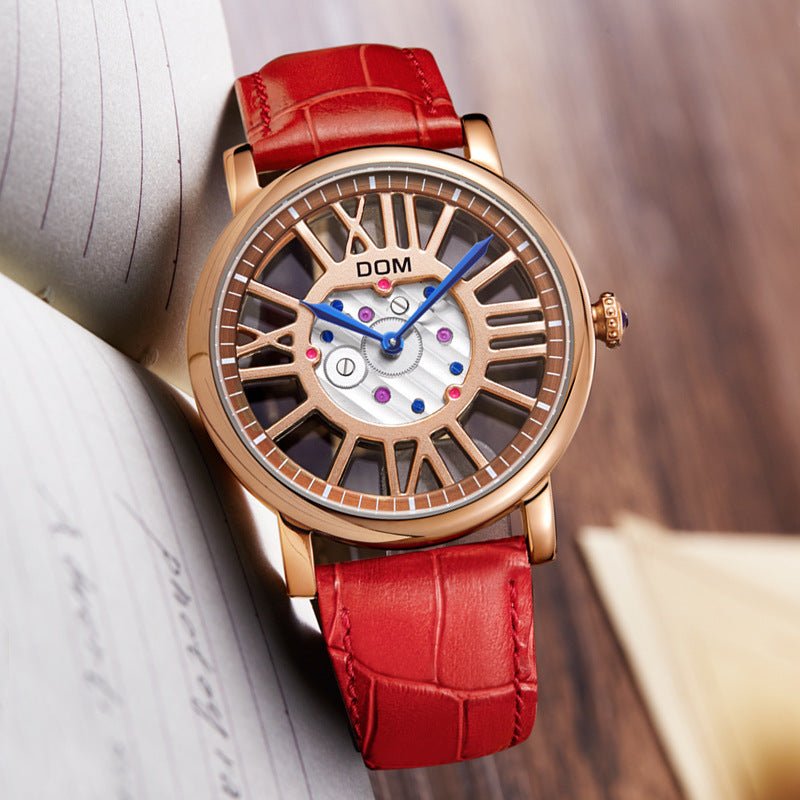 Women’s Genuine Leather Hollow Quartz Watch – Elegant & Durable - SMARTMARTNZ