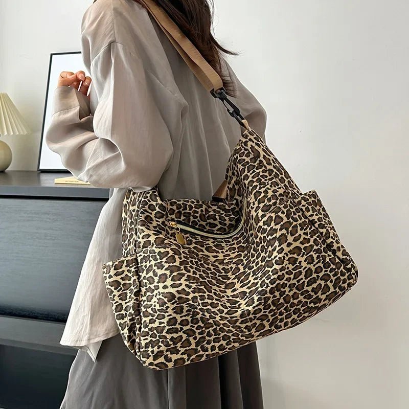 Women’s Leopard Print Shoulder Tote – Large Capacity Casual Shopping Bag - SMARTMARTNZ