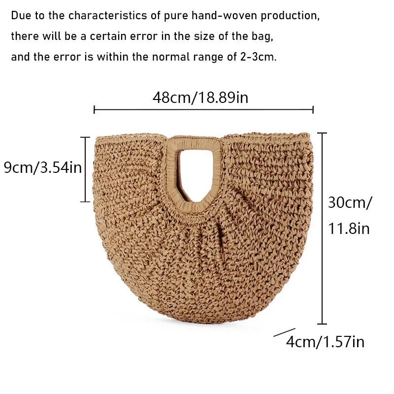 Women’s Woven Straw Handbag – Large Capacity Beach & Travel Purse - SMARTMARTNZ
