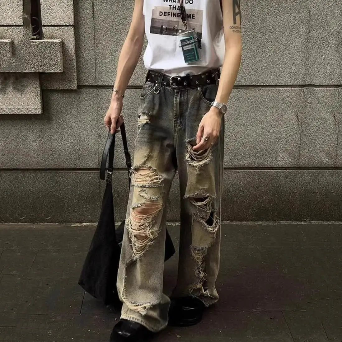 Y2K Vintage Washed Straight Leg Jeans – Unisex Hip - Hop Street Style Casual Pants - SMARTMARTNZ