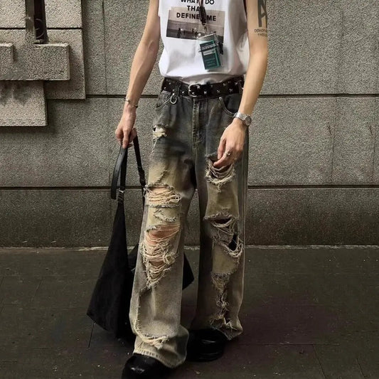 Y2K Vintage Washed Straight Leg Jeans – Unisex Hip - Hop Street Style Casual Pants - SMARTMARTNZ