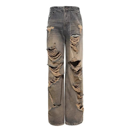 Y2K Vintage Washed Straight Leg Jeans – Unisex Hip - Hop Street Style Casual Pants - SMARTMARTNZ