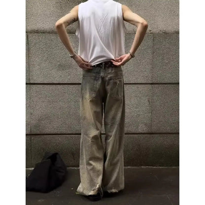 Y2K Vintage Washed Straight Leg Jeans – Unisex Hip - Hop Street Style Casual Pants - SMARTMARTNZ